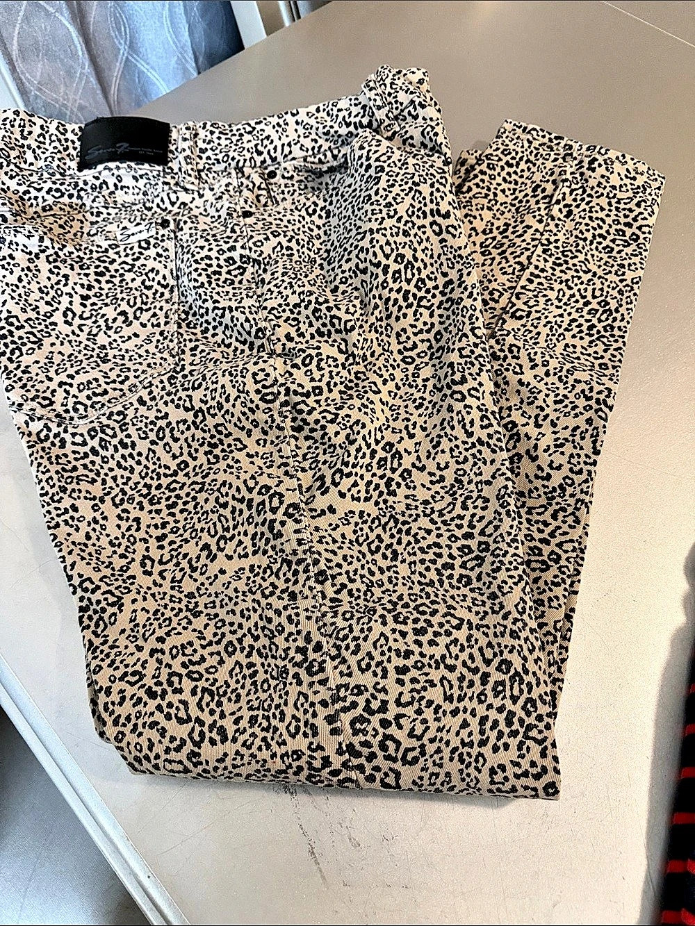 Seven7 Premium Denim Leopard Print Straight Leg Jeans Waist 14